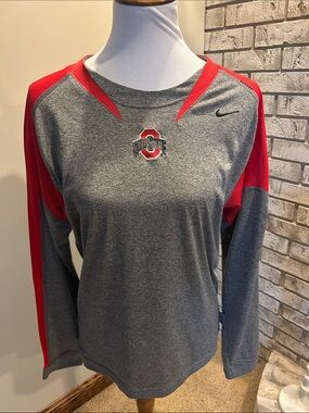 Nike Gray and Red Ohio State Long-Sleeve